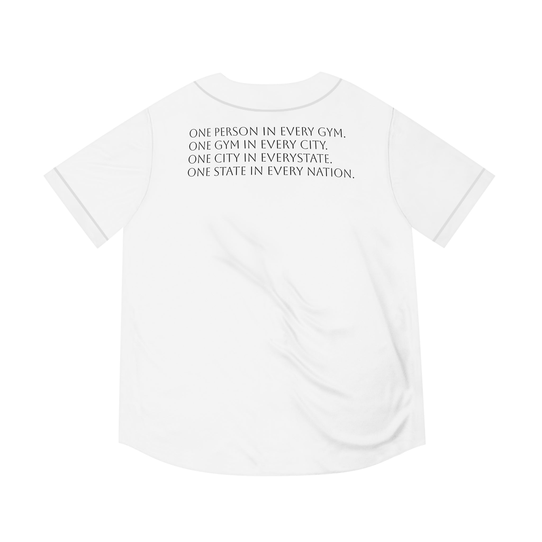Baseball Jersey — "GYM LEGENDS" Athletic Team Shirt with Motivational Back Text