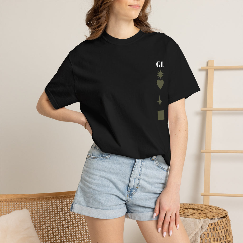 Minimal Symbols T-Shirt — GL Star Heart Square Graphic Tee