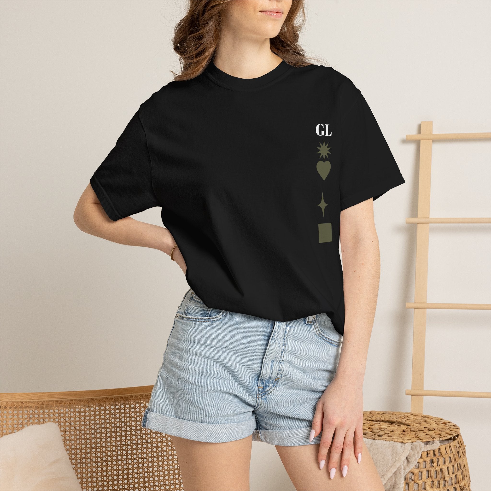 Minimal Symbols T-Shirt — GL Star Heart Square Graphic Tee