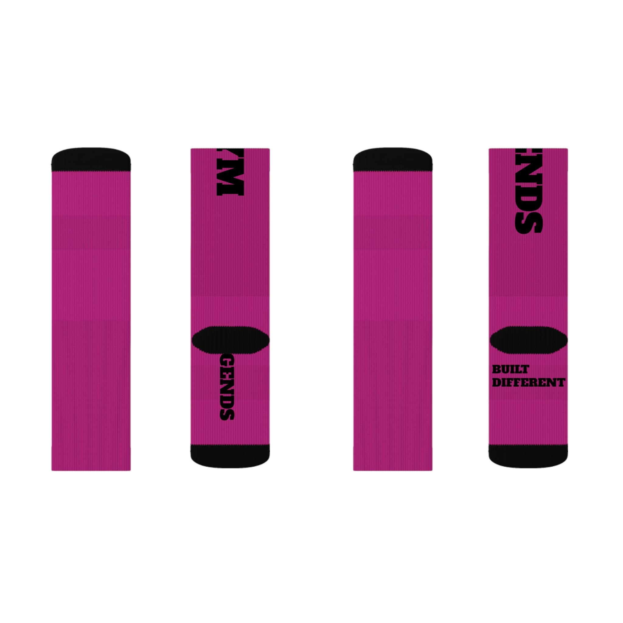 Gym Legends Sublimation Socks pink savage — 'GYM' & 'LEGENDS' Athletic Crew Socks