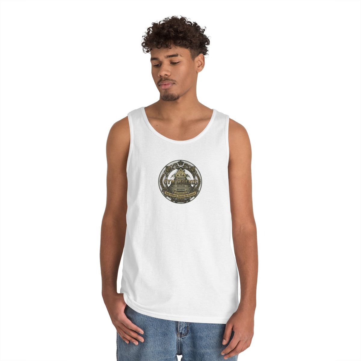 Vertical Script Tank Top — Minimalist 'Gym Legend' Fitness Tank