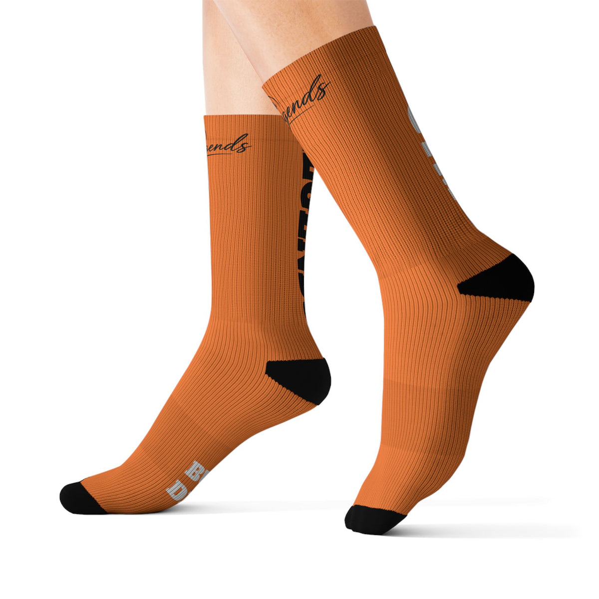 Gym Legends Sublimation Socks orange Tygy— 'GYM' & 'LEGENDS' Athletic Crew Socks