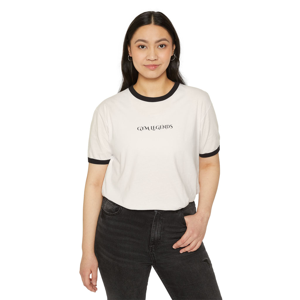 Ringer T-Shirt — "Gym Records" Minimal Retro Gym Tee