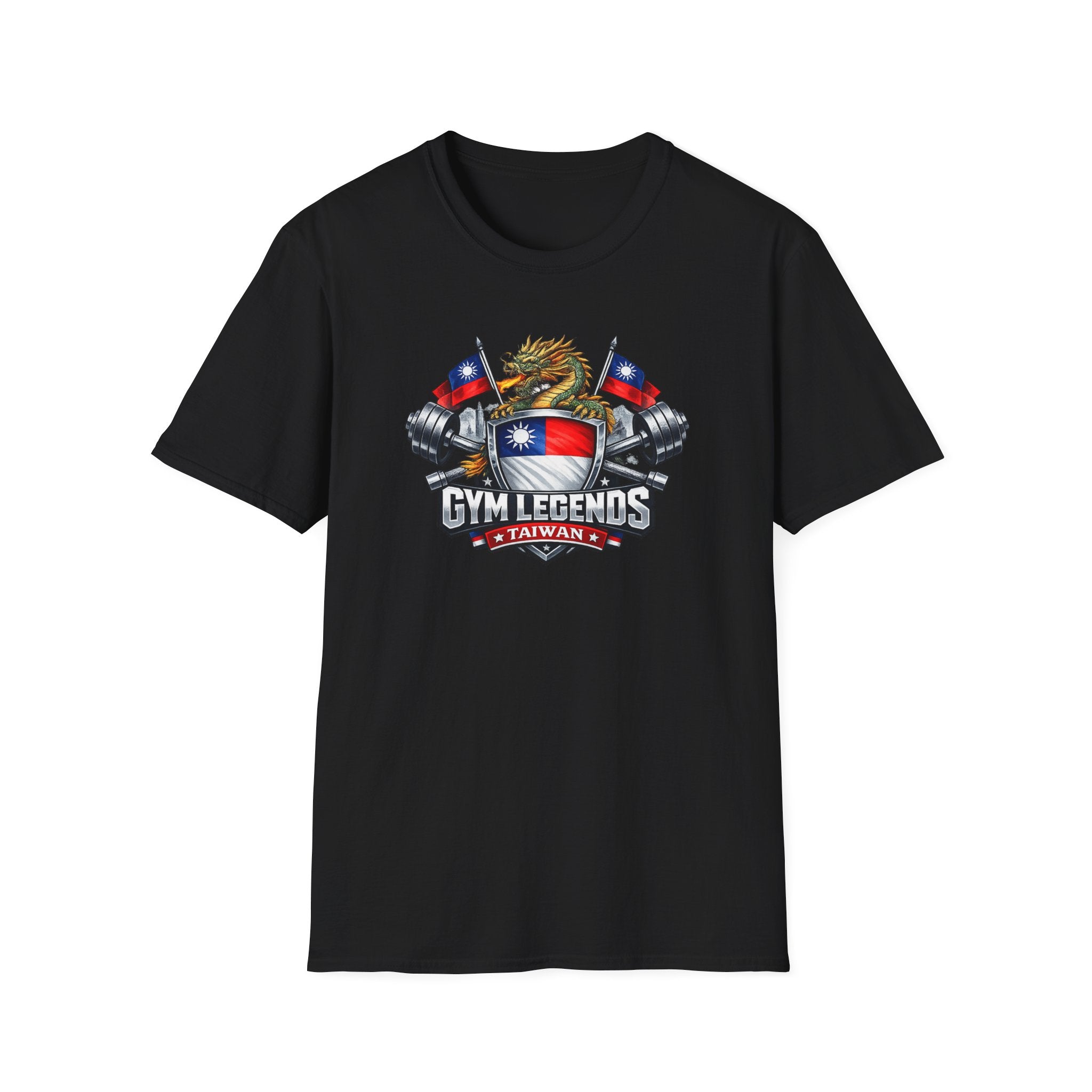 Gym Legends Taiwan T-Shirt — Dragon, Flags & Dumbbells Fitness Tee
