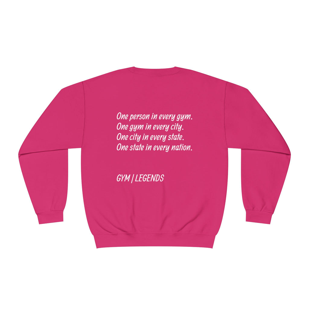 Gym Legends Crewneck Sweatshirt — "Gym, Legends" Motivational Fitness Pullover