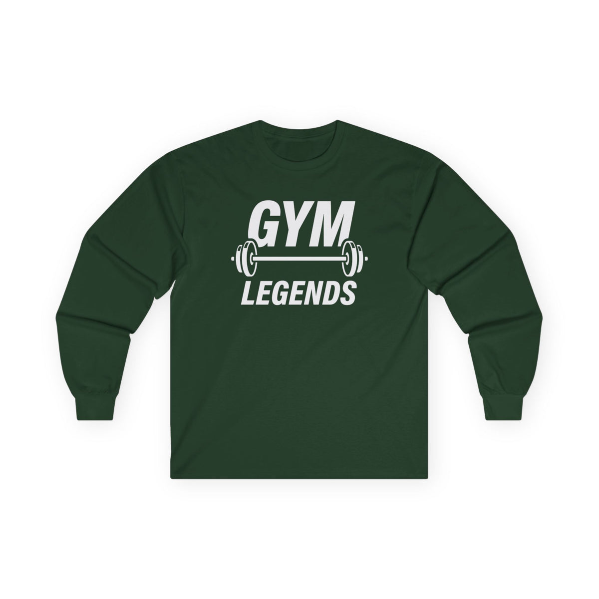 Gym Legends Long Sleeve Tee — Athletic Workout Shirt with Barbell Graphic