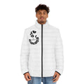 Gym Legends All-Over Print Puffer Jacket — White Quilted Lightweight Winter Coat