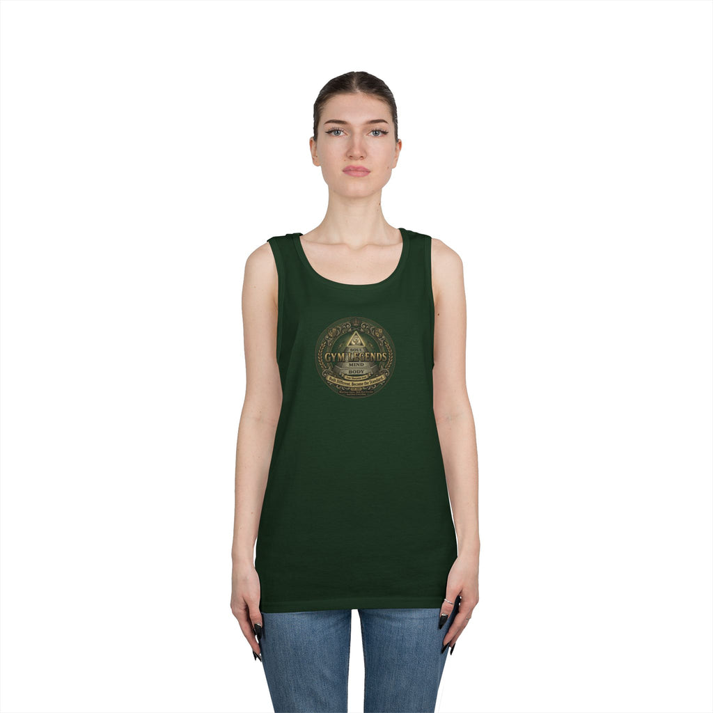 Vertical Script Tank Top — Minimalist 'Gym Legend' Fitness Tank