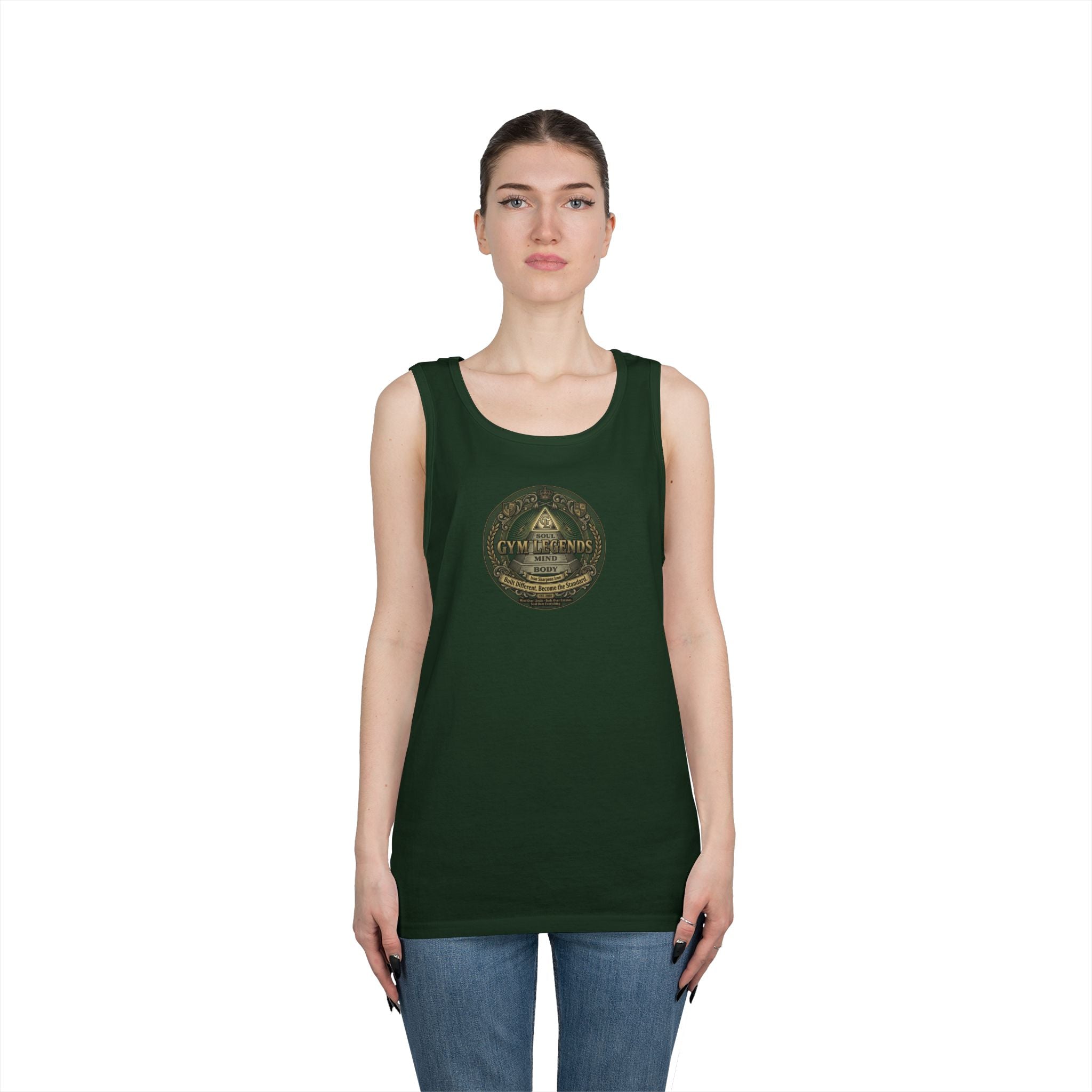 Vertical Script Tank Top — Minimalist 'Gym Legend' Fitness Tank