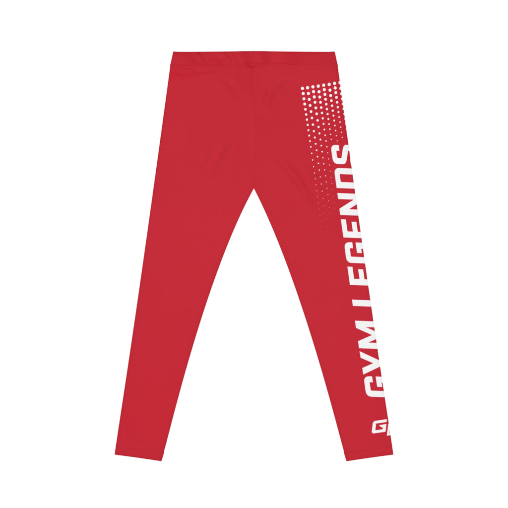 Gym Legends Women's Red Athletic Leggings — Bold Side Logo AOP