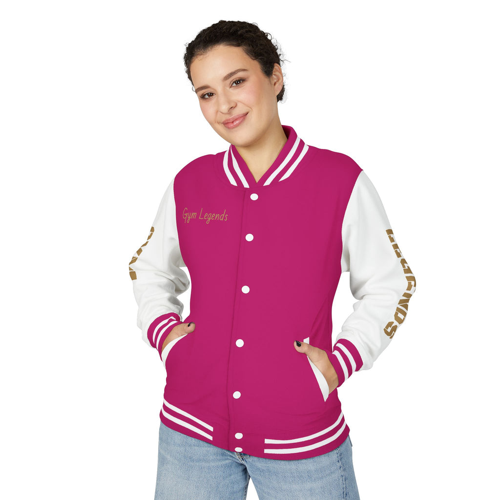 Gym Legends Letterman Jacket — 'Gym Legends' Red & White Varsity Jacket