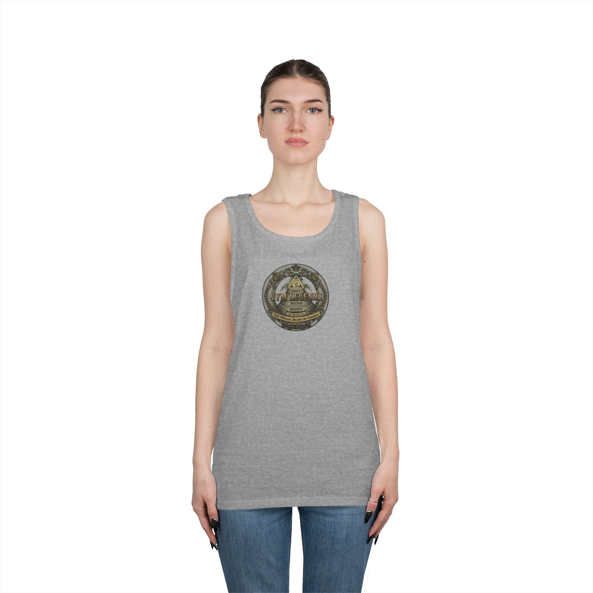 Vertical Script Tank Top — Minimalist 'Gym Legend' Fitness Tank