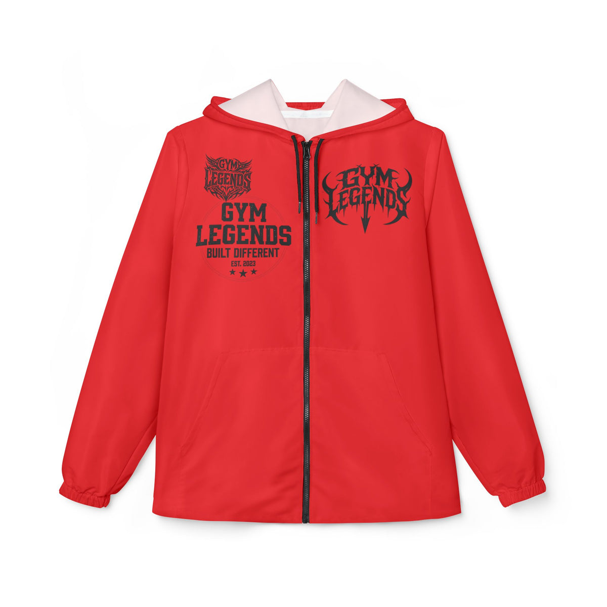 Gym Legends Red Windbreaker Jacket – 'Gym Legends' Athletic Hooded Windbreaker