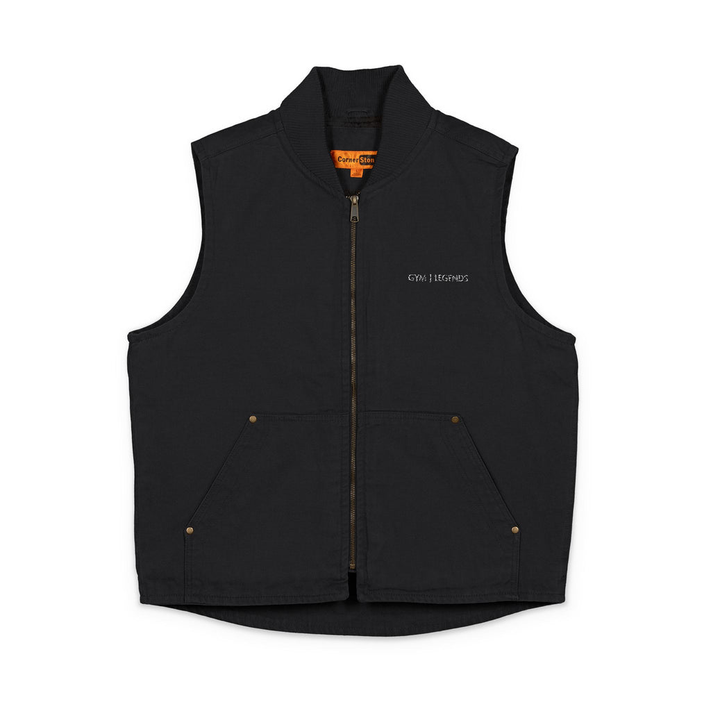 Embroidery Gym legends Duck Cloth Work Vest — Durable Washed Canvas Utility Vest