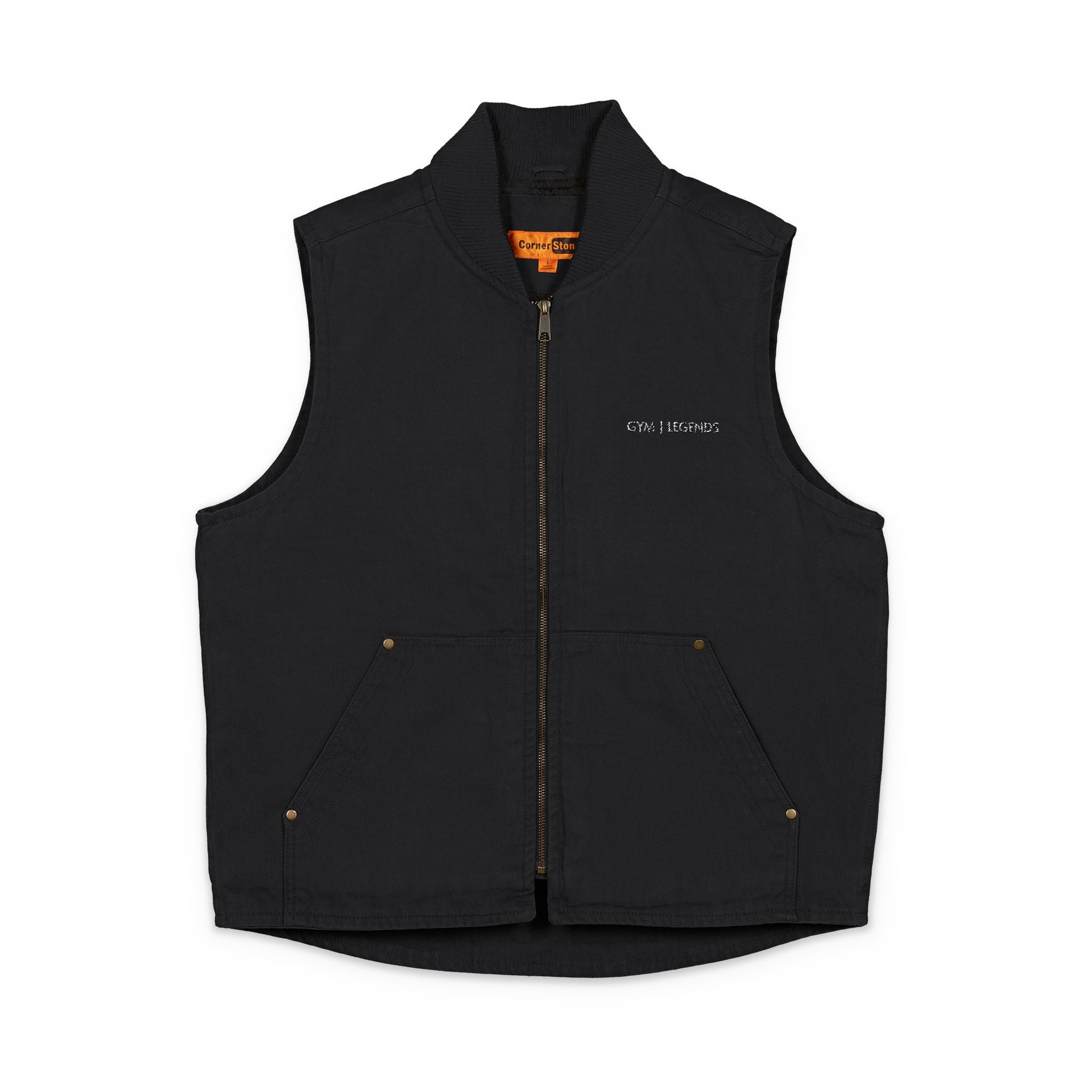 Embroidery Gym legends Duck Cloth Work Vest — Durable Washed Canvas Utility Vest