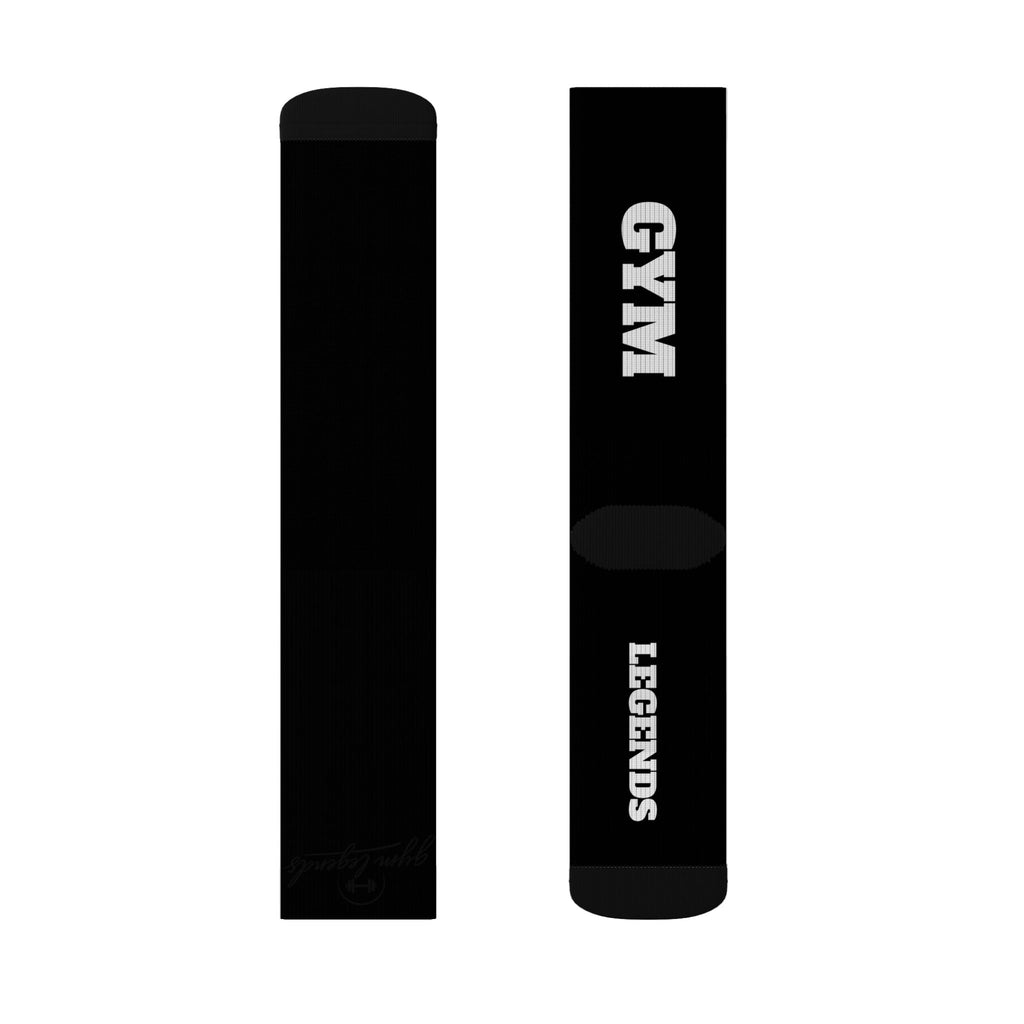 Gym Legends Sublimation Socks Black mind body soul — 'GYM' & 'LEGENDS' Athletic Crew Socks