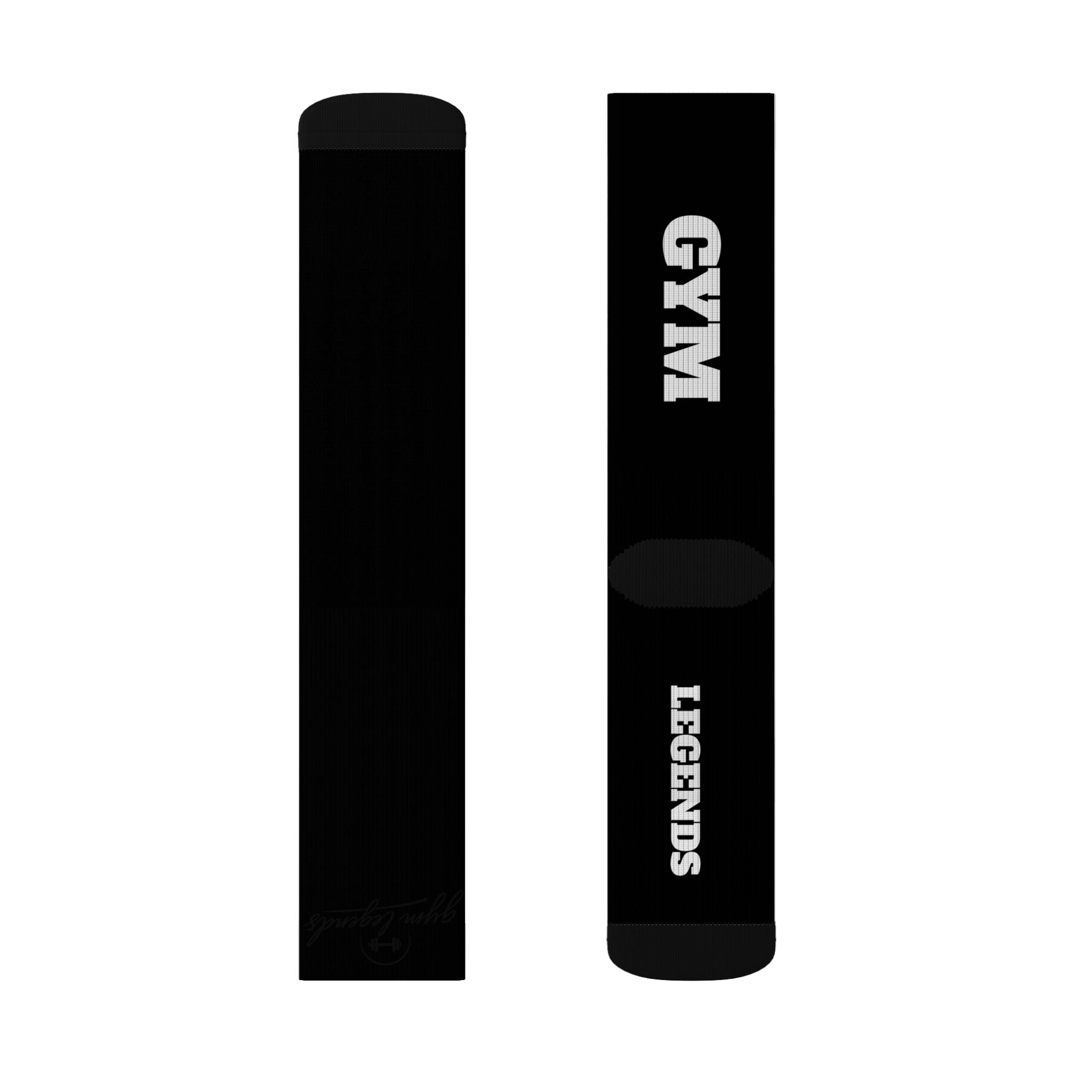 Gym Legends Sublimation Socks Black mind body soul — 'GYM' & 'LEGENDS' Athletic Crew Socks
