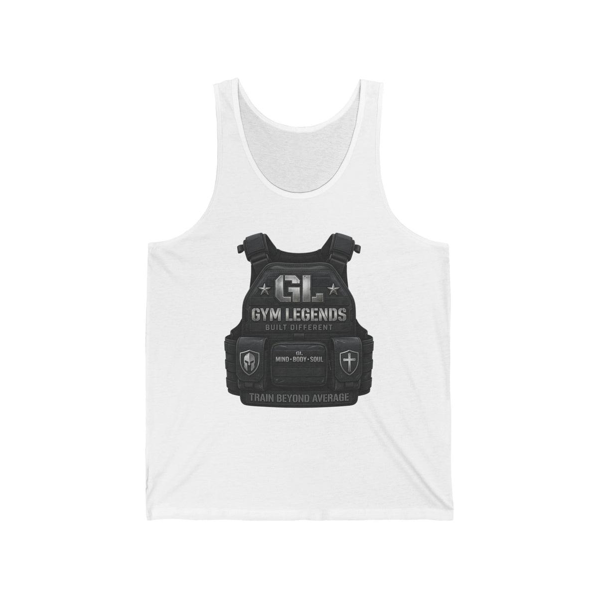 Gym Legends Tactical Vest Tank Top — "Train Beyond Average" Fitness Tank