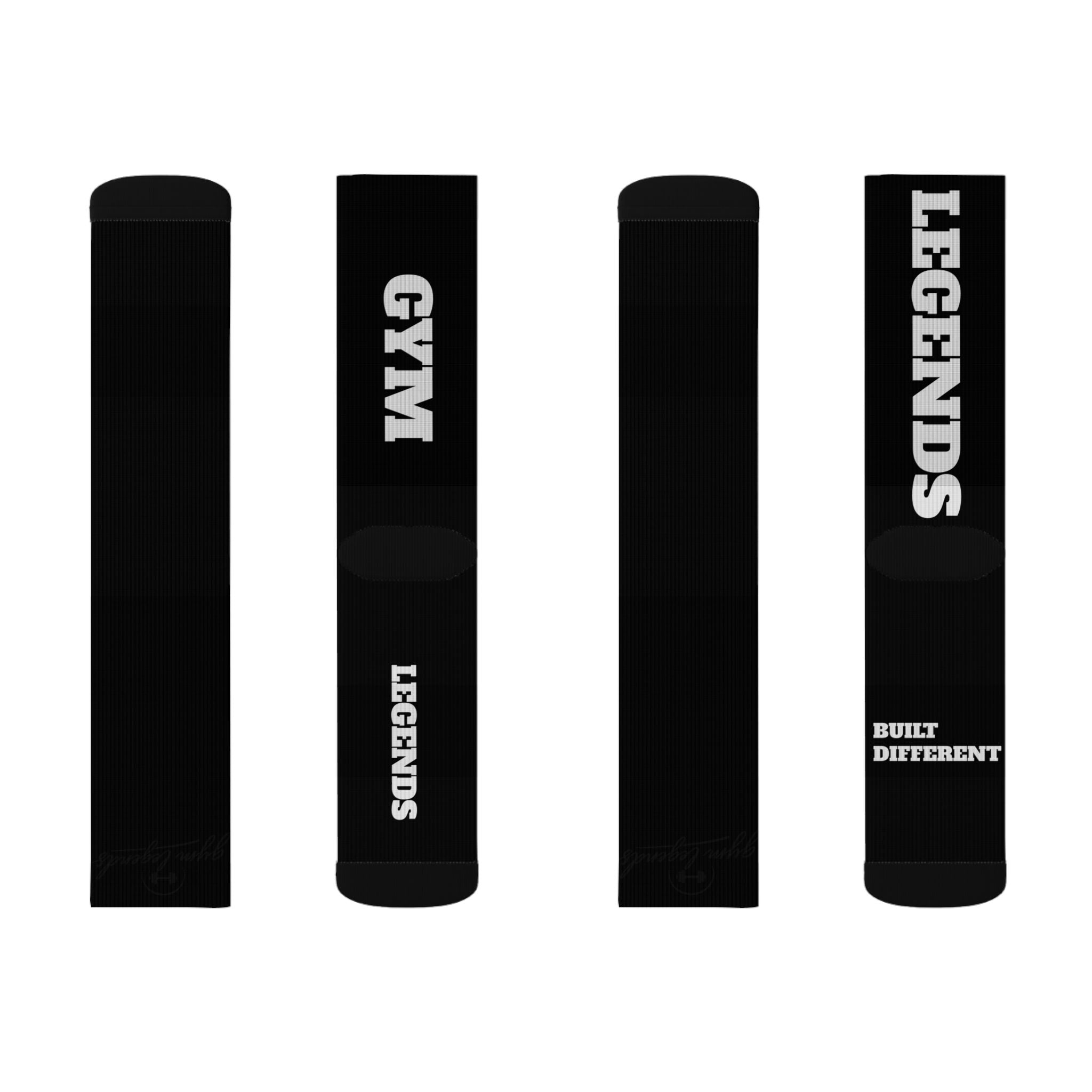 Gym Legends Sublimation Socks Black mind body soul — 'GYM' & 'LEGENDS' Athletic Crew Socks