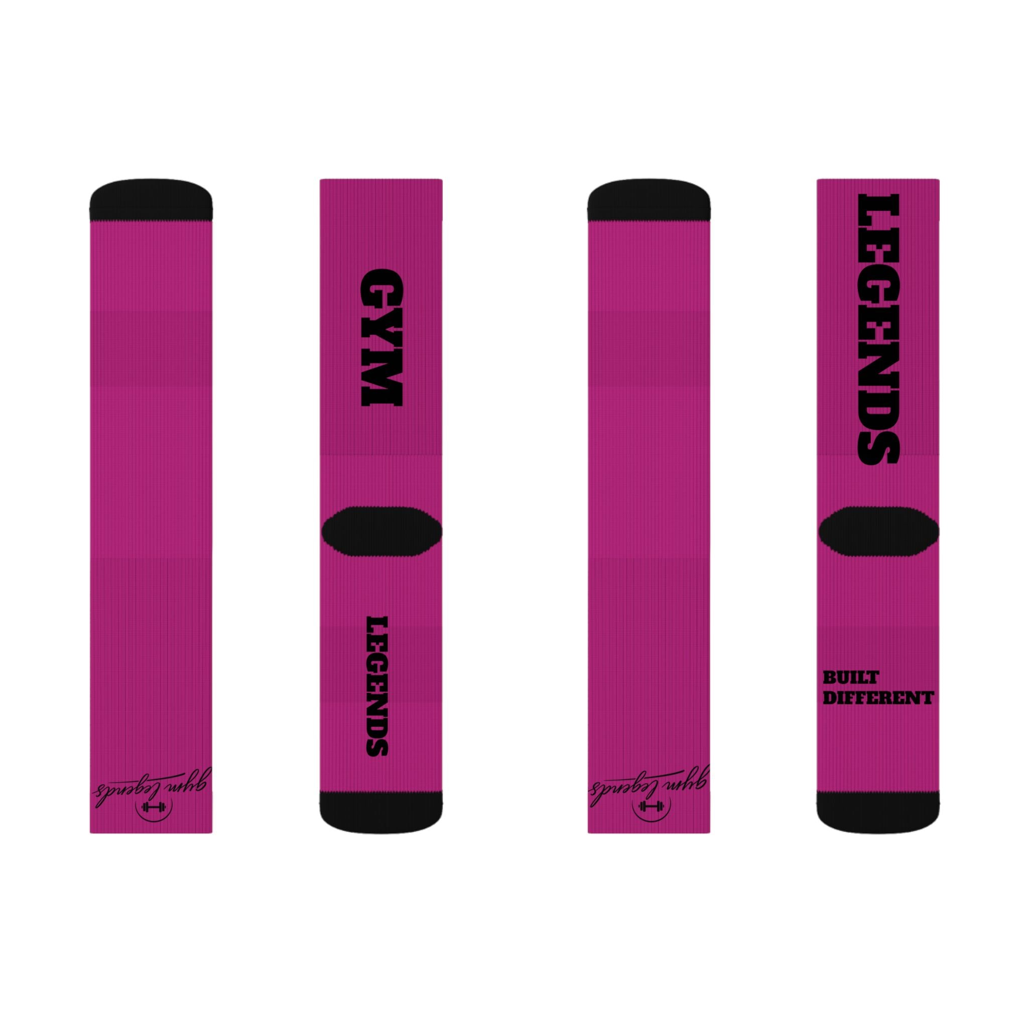 Gym Legends Sublimation Socks pink savage — 'GYM' & 'LEGENDS' Athletic Crew Socks