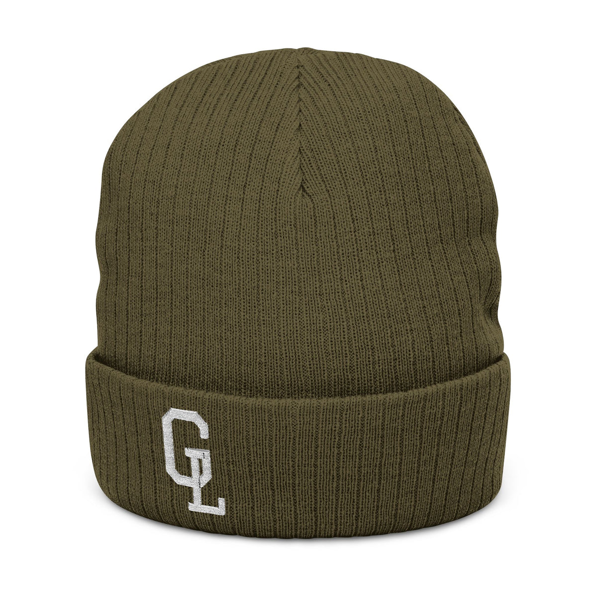Embroidered Ribbed Beanie — Classic Monogram Winter Hat