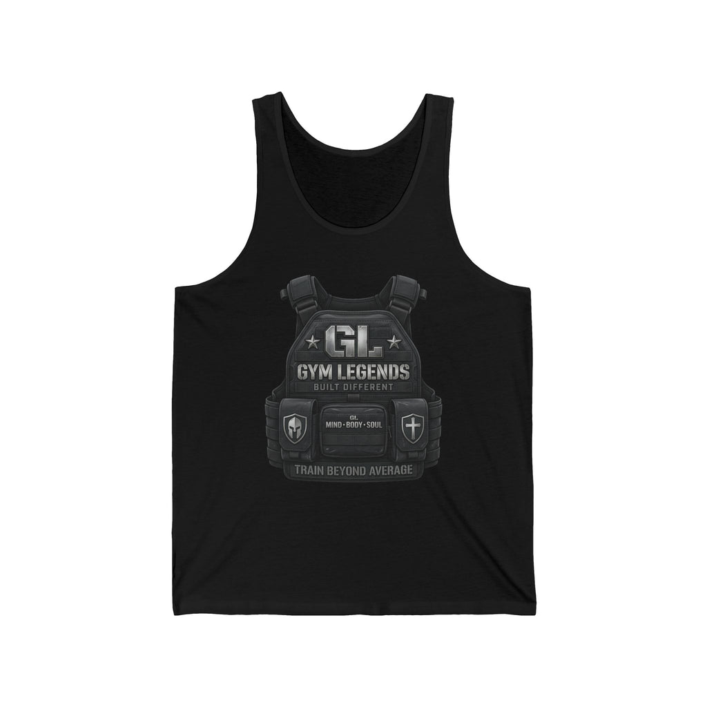 Gym Legends Tactical Vest Tank Top — "Train Beyond Average" Fitness Tank