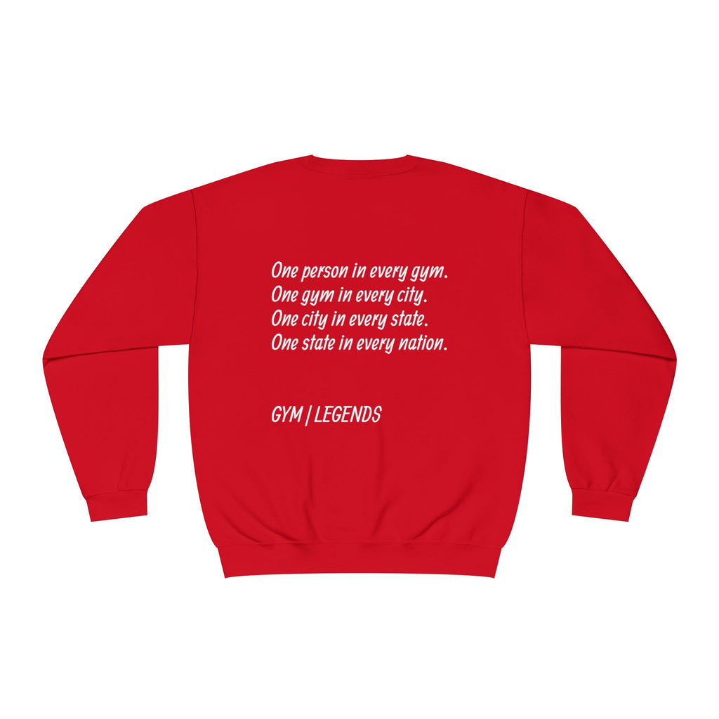 Gym Legends Crewneck Sweatshirt — "Gym, Legends" Motivational Fitness Pullover