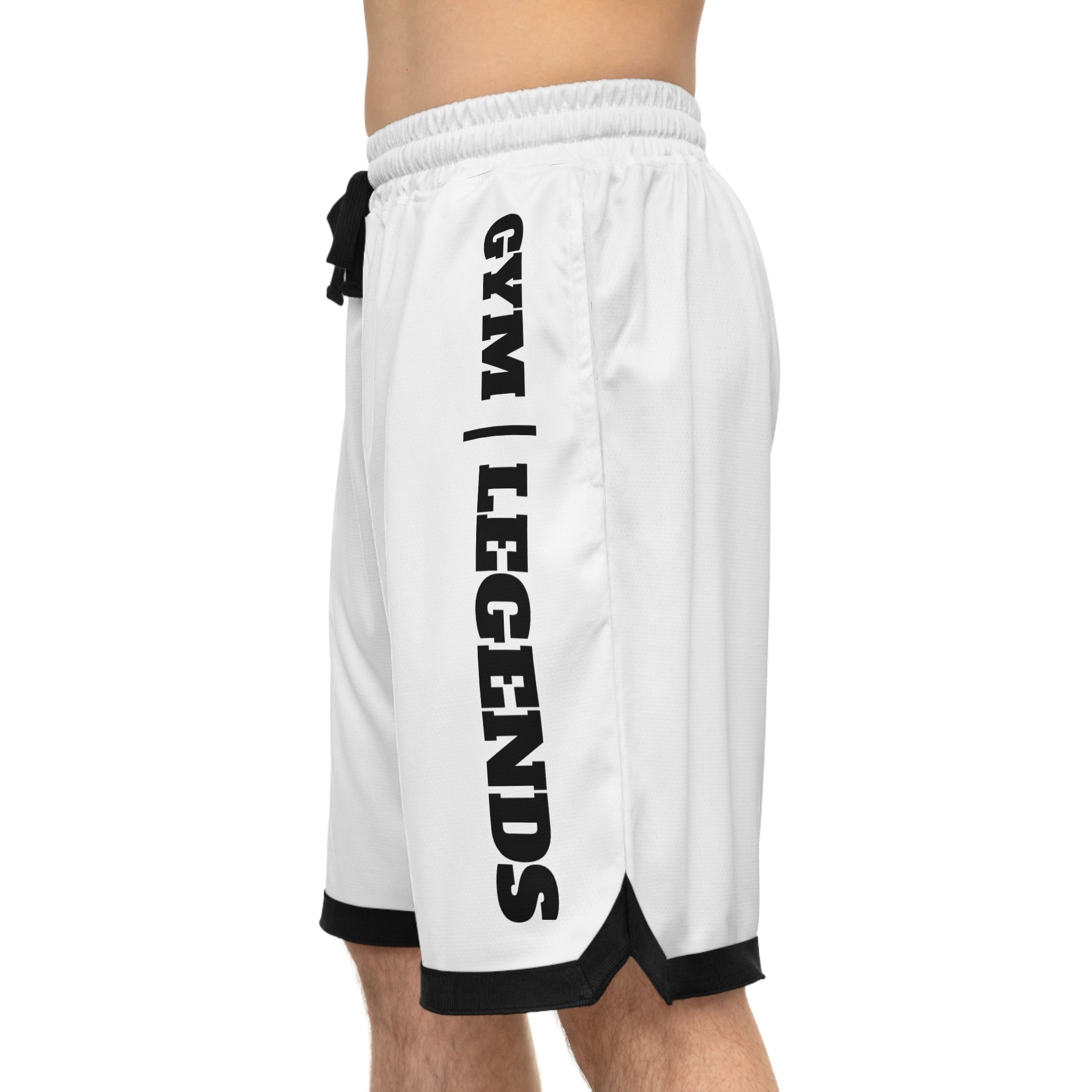 Gym Legends Basketball Shorts — white Ribbed Athletic Shorts