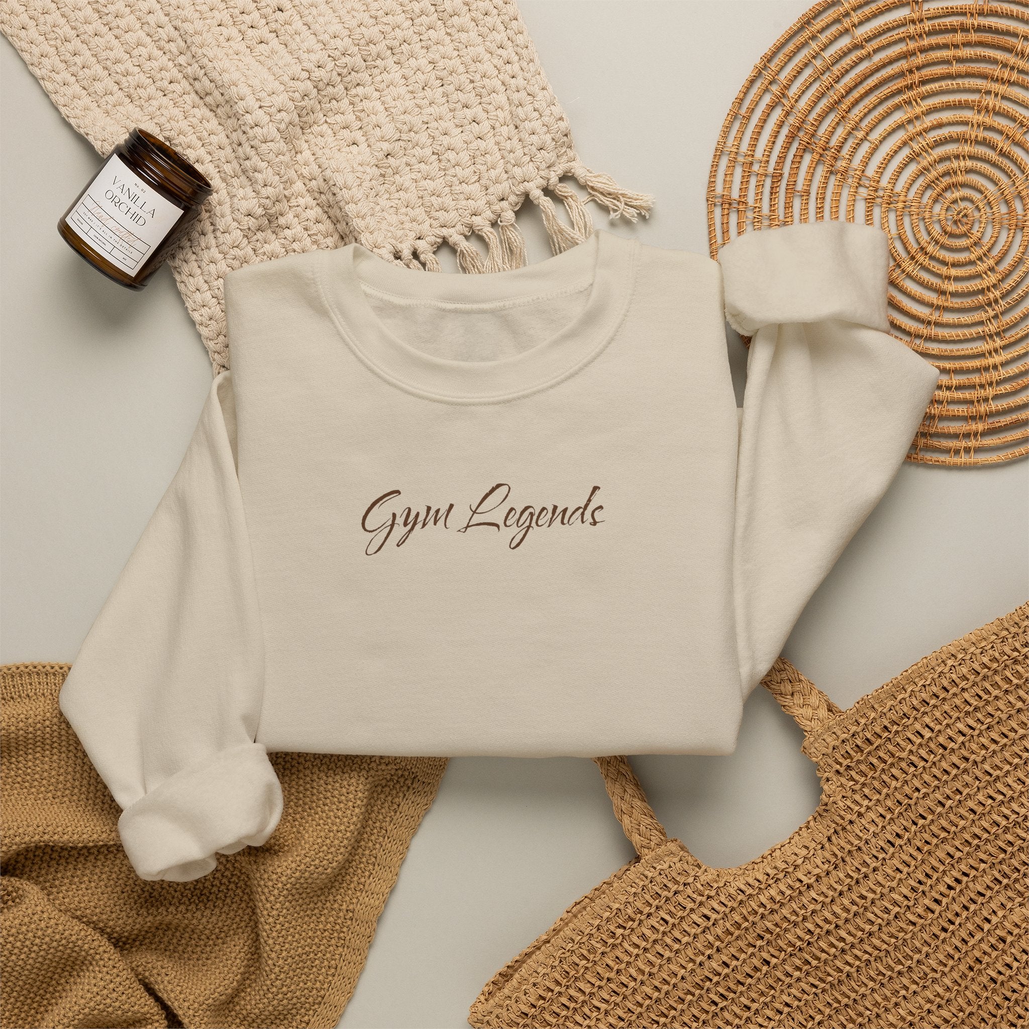 Gym Legend Crewneck Sweatshirt — Minimal Script Fitness Pullover
