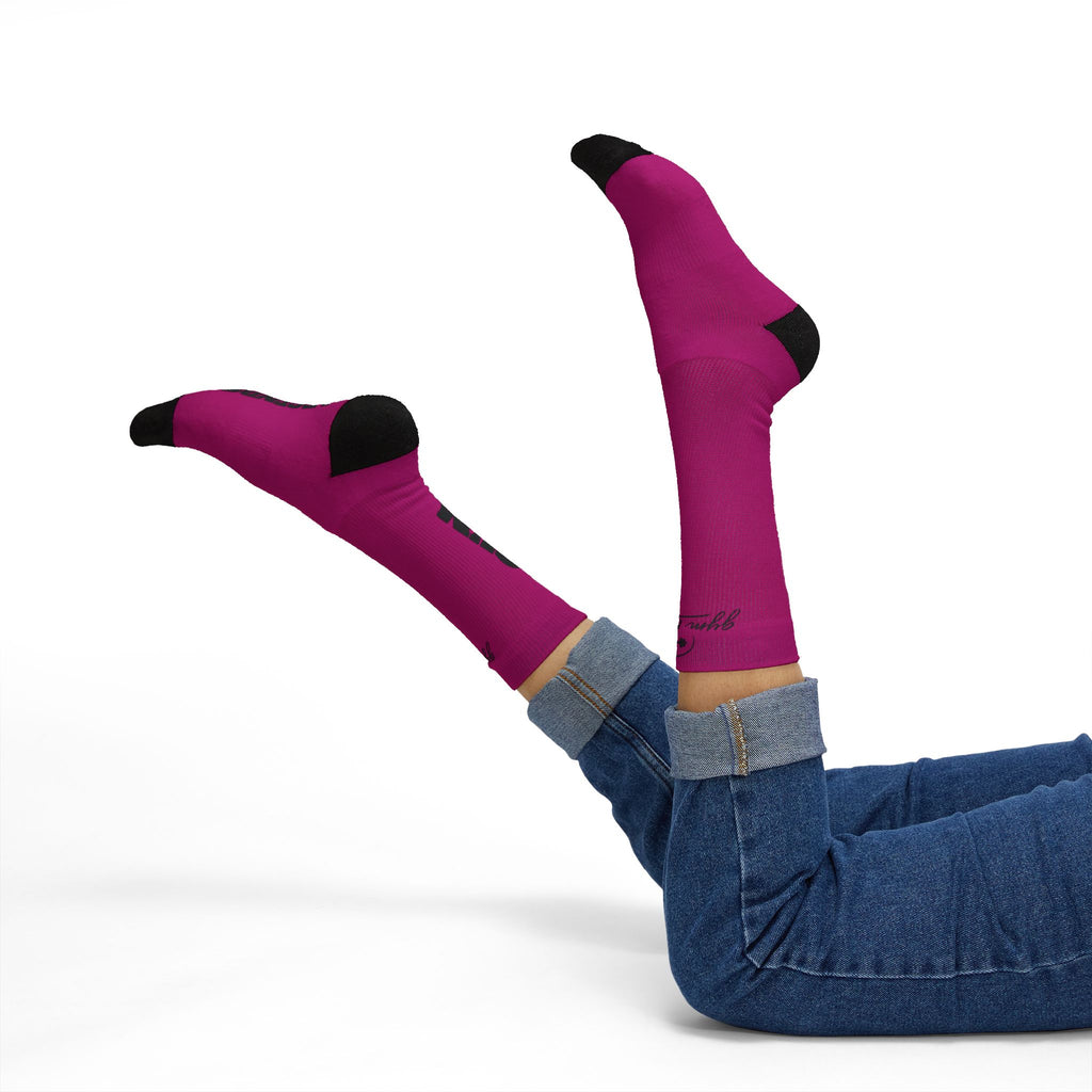 Gym Legends Sublimation Socks pink savage — 'GYM' & 'LEGENDS' Athletic Crew Socks
