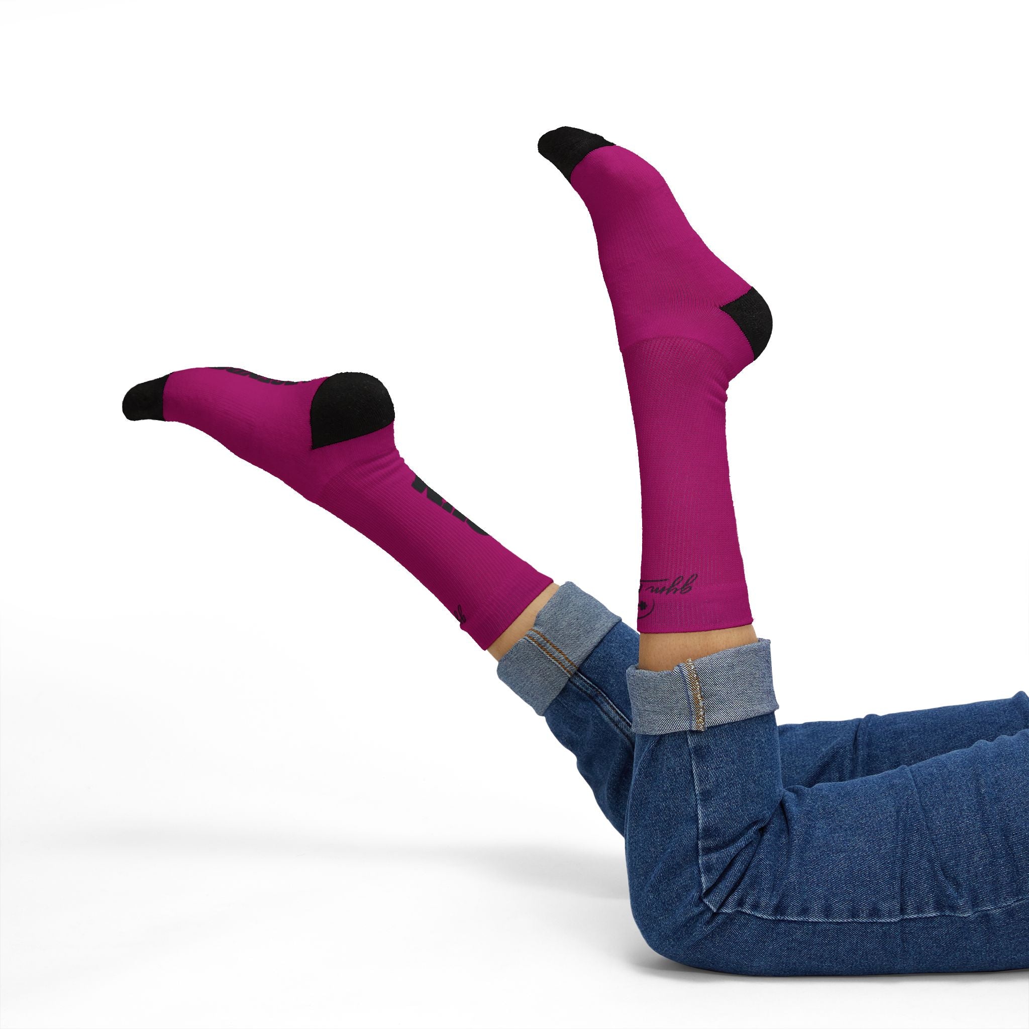 Gym Legends Sublimation Socks pink savage — 'GYM' & 'LEGENDS' Athletic Crew Socks