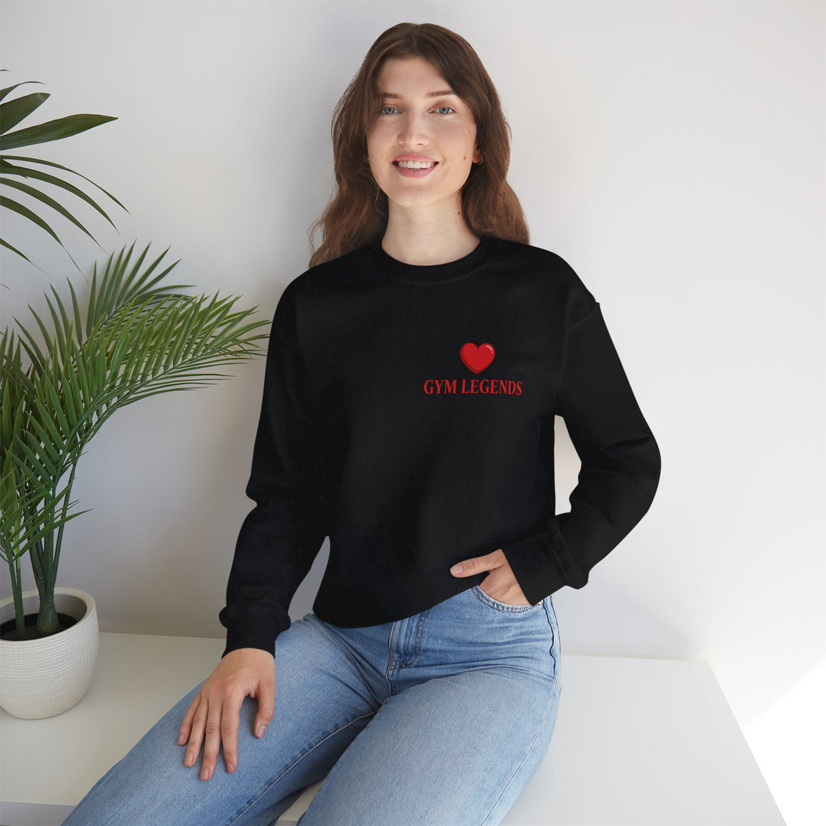 Gym Legends Crewneck Sweatshirt – Heart Logo Fitness Pullover
