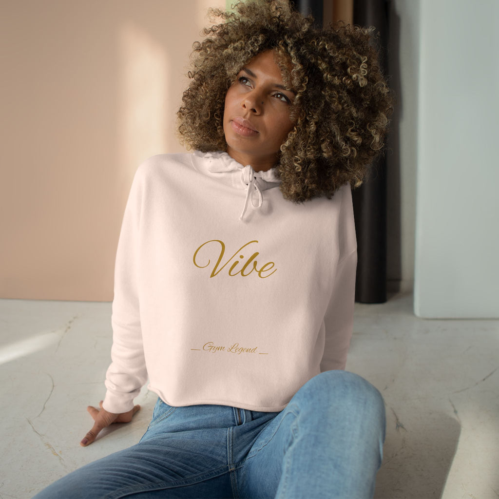Vibe Cropped Hoodie — Minimal Gold Script Women's Crop Hoodie