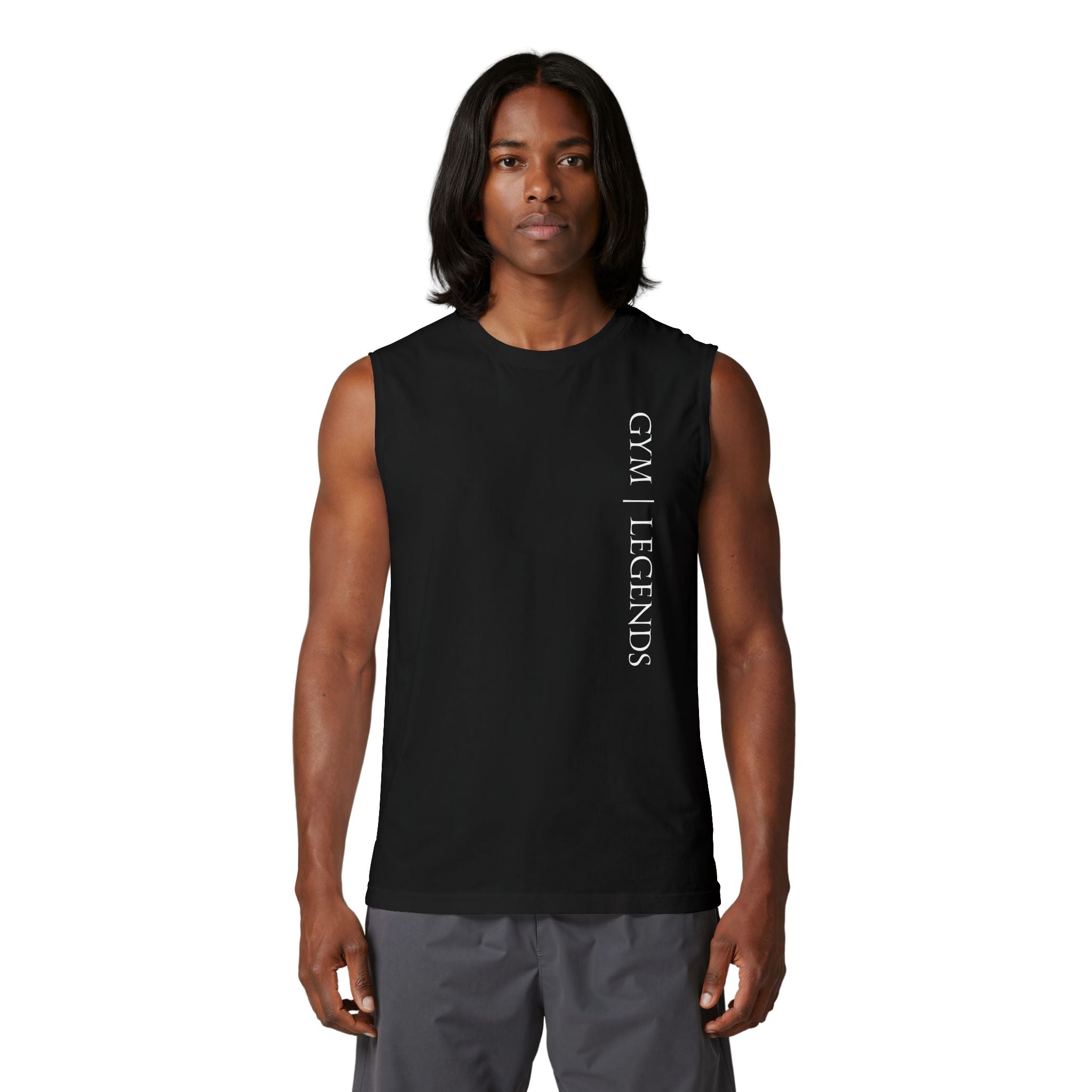Gym Legends Muscle Tank — Vertical Chest Print Fitness Tank Top