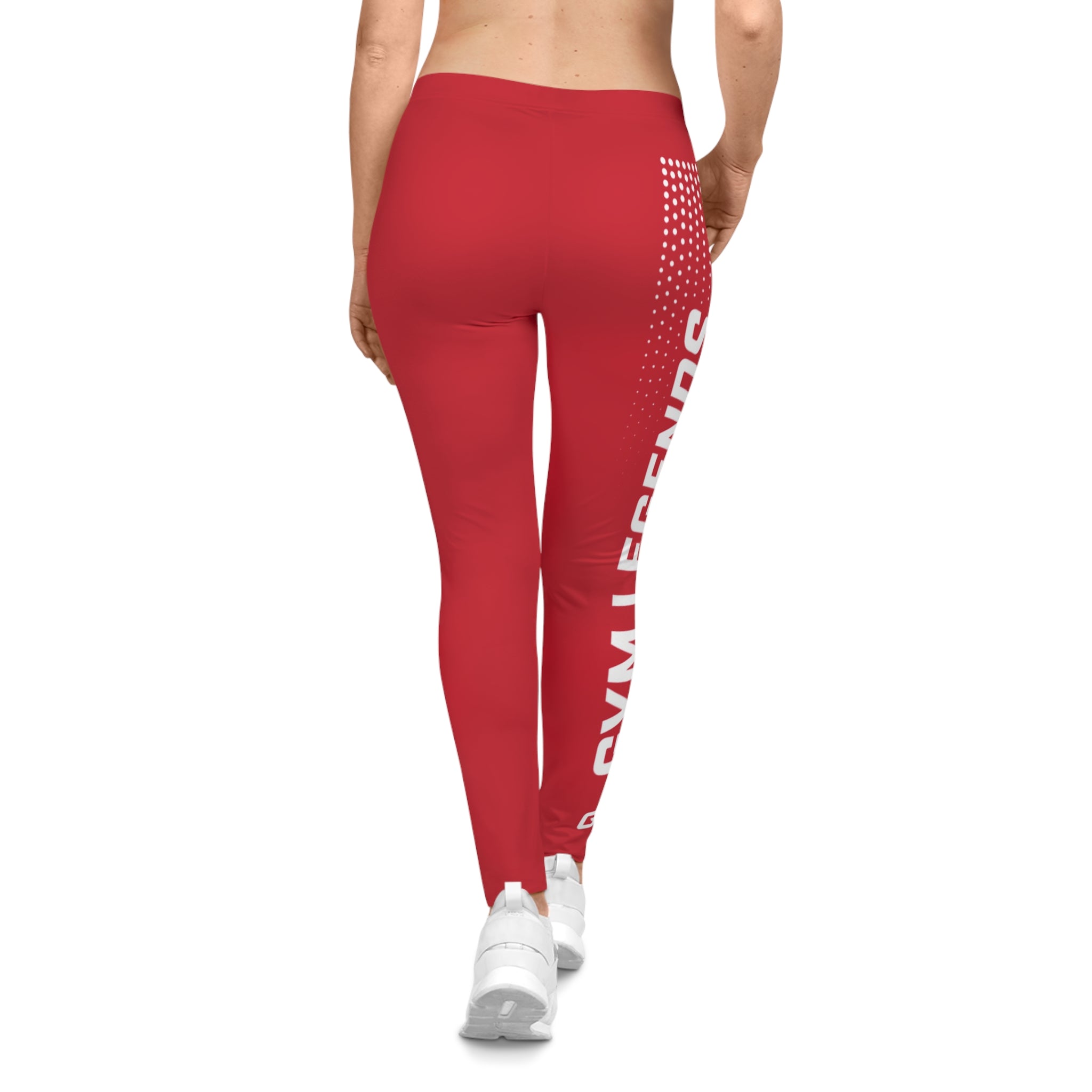 Gym Legends Women's Red Athletic Leggings — Bold Side Logo AOP
