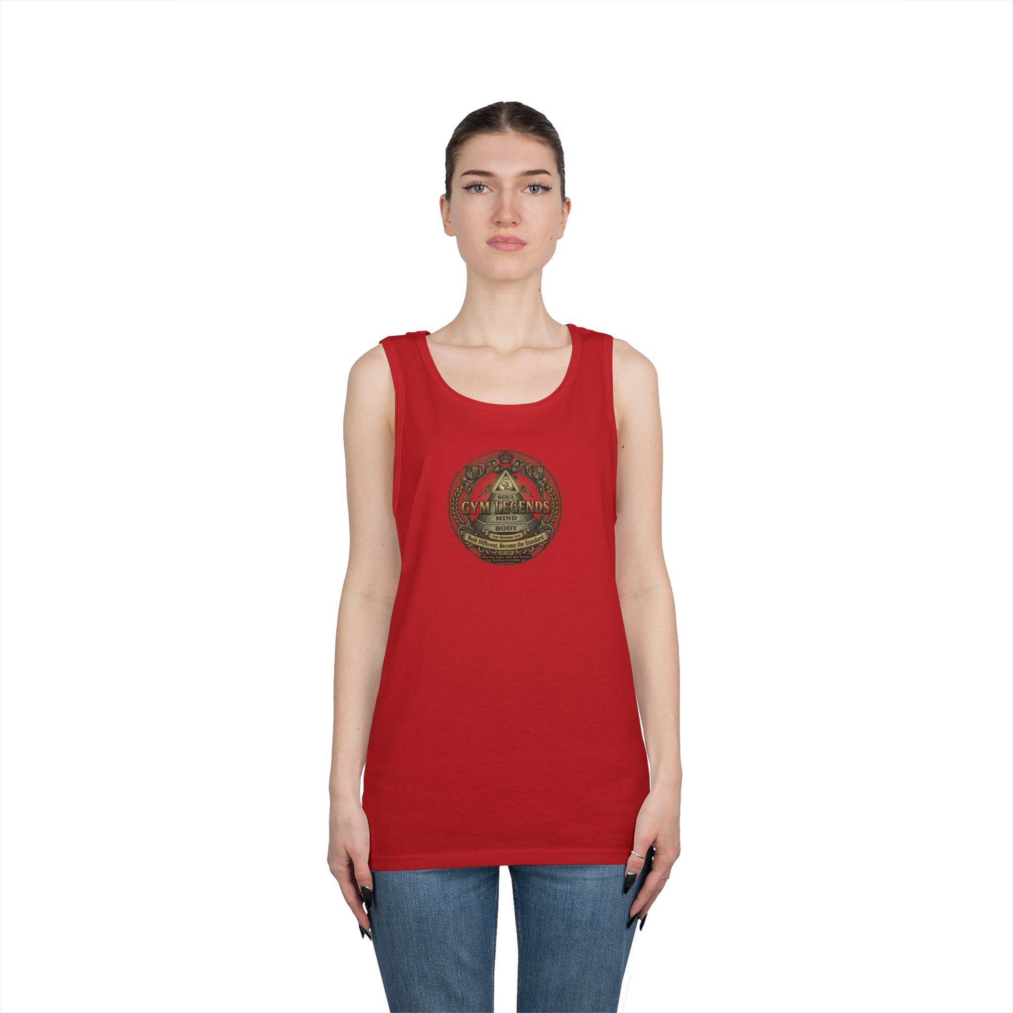 Vertical Script Tank Top — Minimalist 'Gym Legend' Fitness Tank
