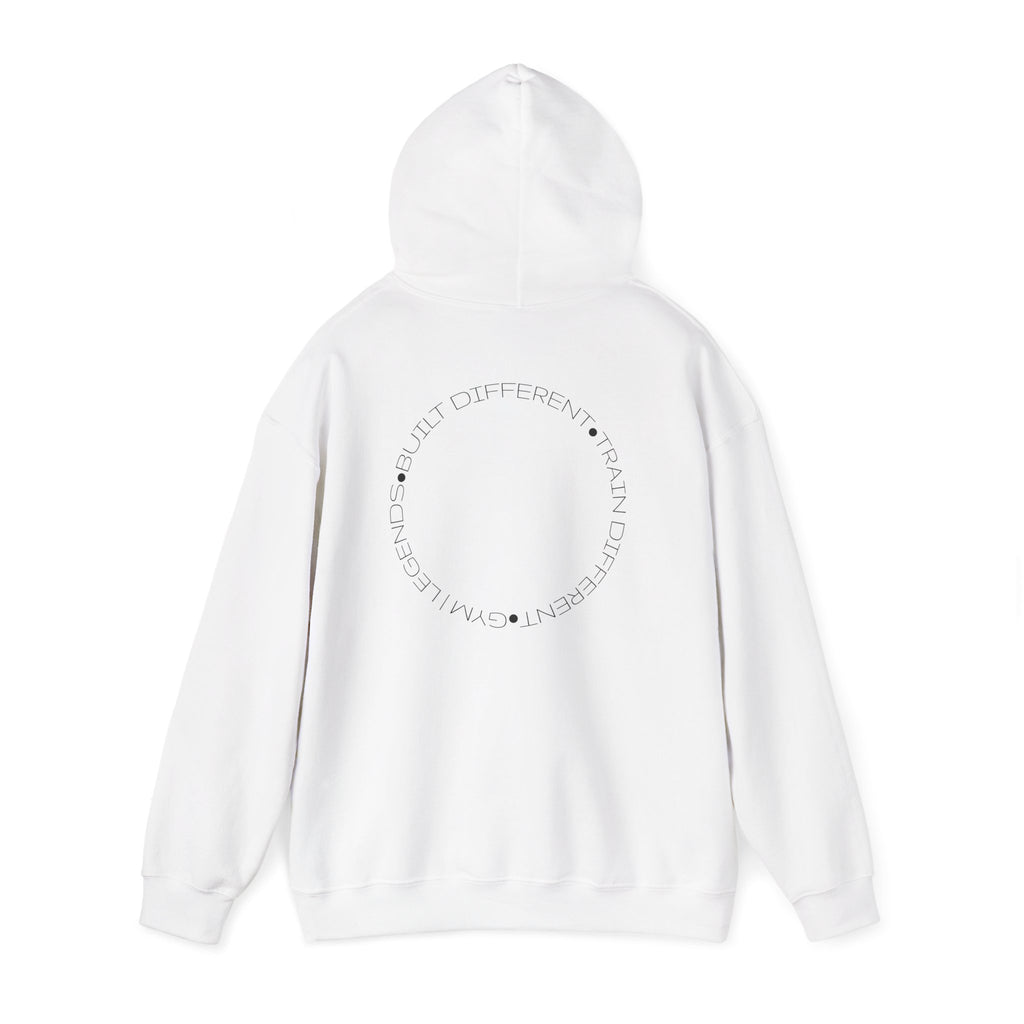 Gym Legends Hoodie — Minimal White 'Good Vibes' Circle Back Print