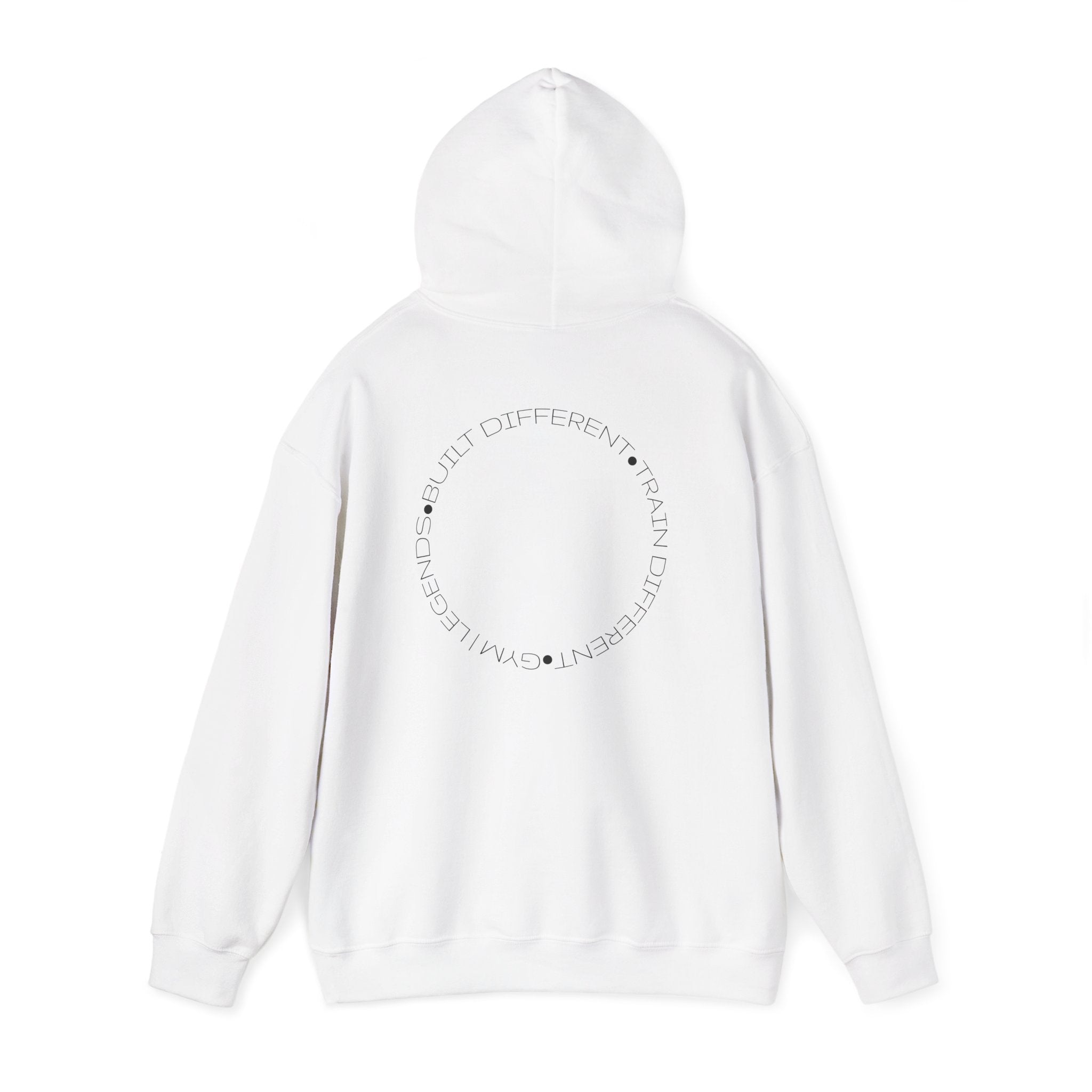 Gym Legends Hoodie — Minimal White 'Good Vibes' Circle Back Print