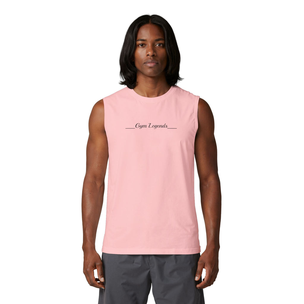 Gym Legends Muscle Tank — Minimal Athletic Sleeveless Shirt ("Gym Legends" Front, GL Back)
