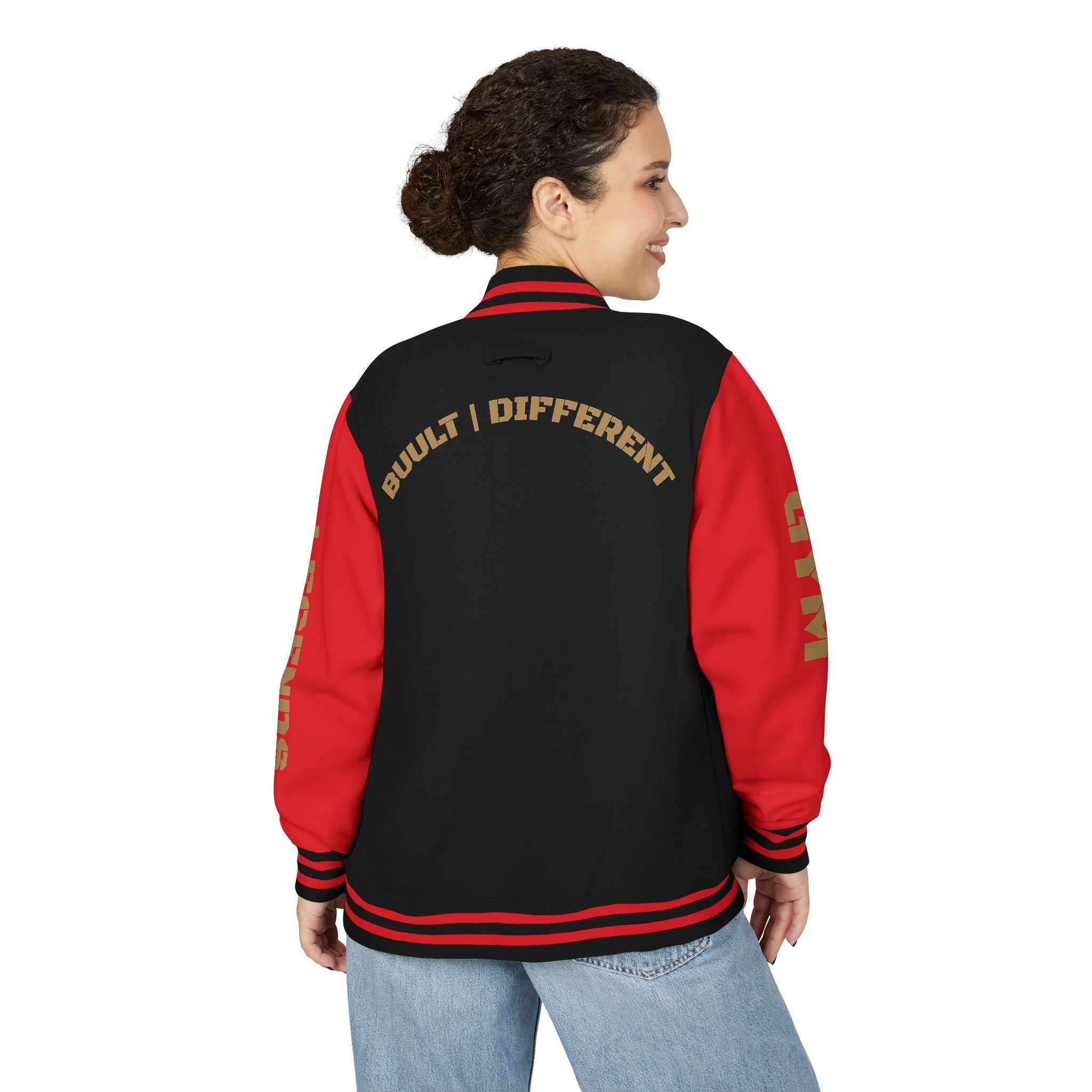 Gym Legends Letterman Jacket — 'Gym Legends' Red & White Varsity Jacket