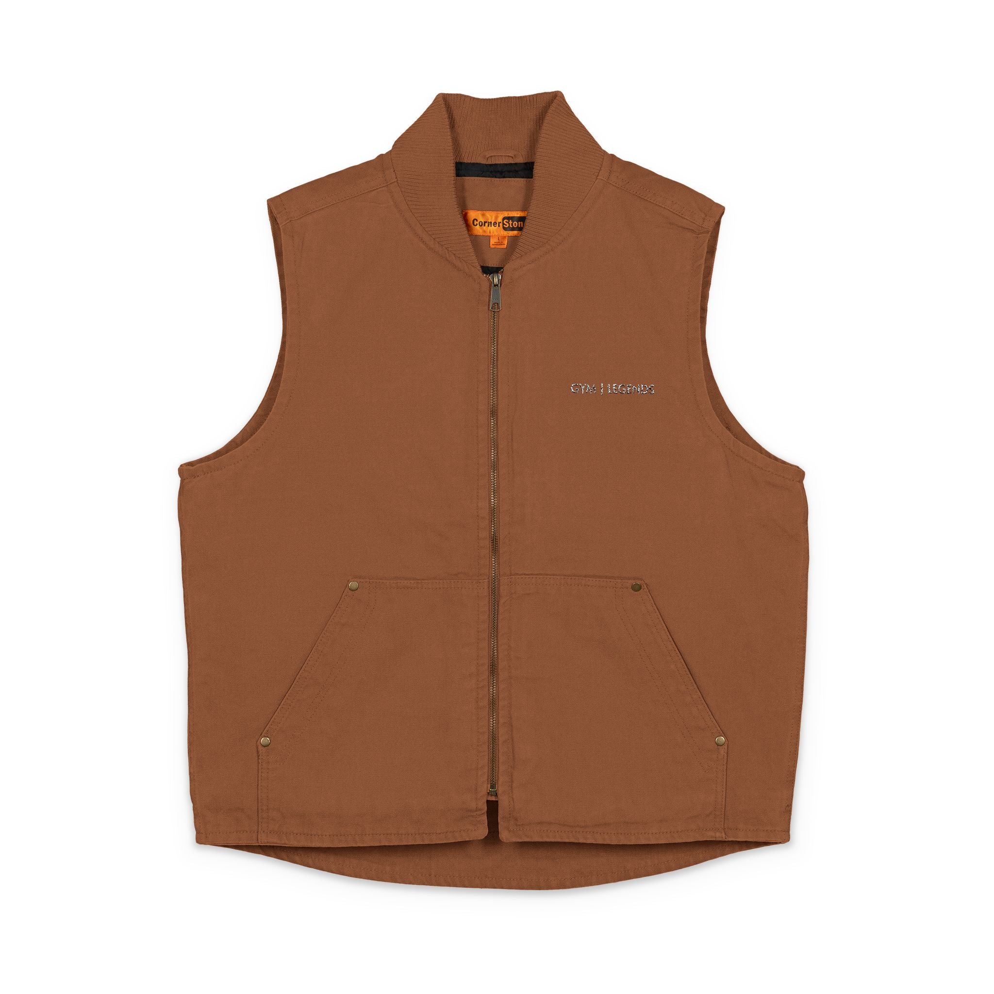 Embroidery Gym legends Duck Cloth Work Vest — Durable Washed Canvas Utility Vest