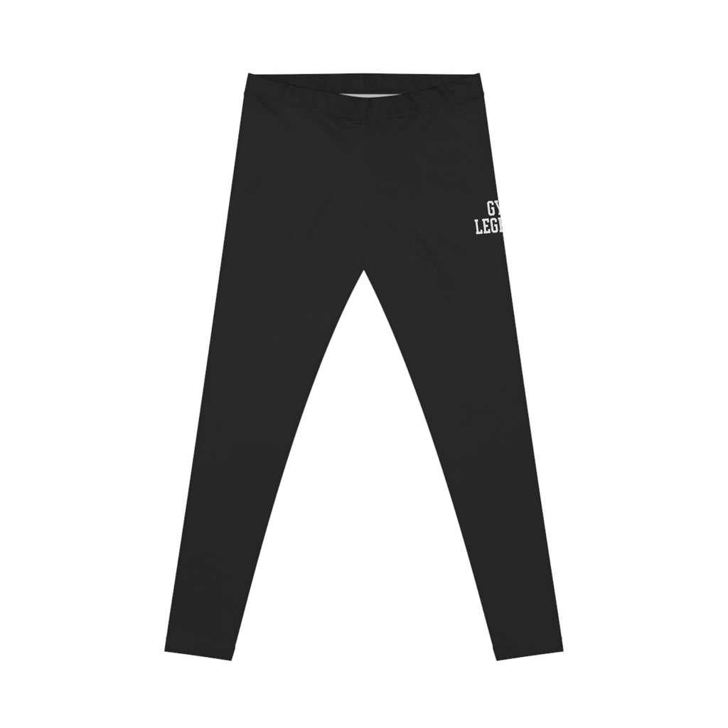 Women's Black Casual Leggings — 'Gym Legends' Side Text Athletic Leggings