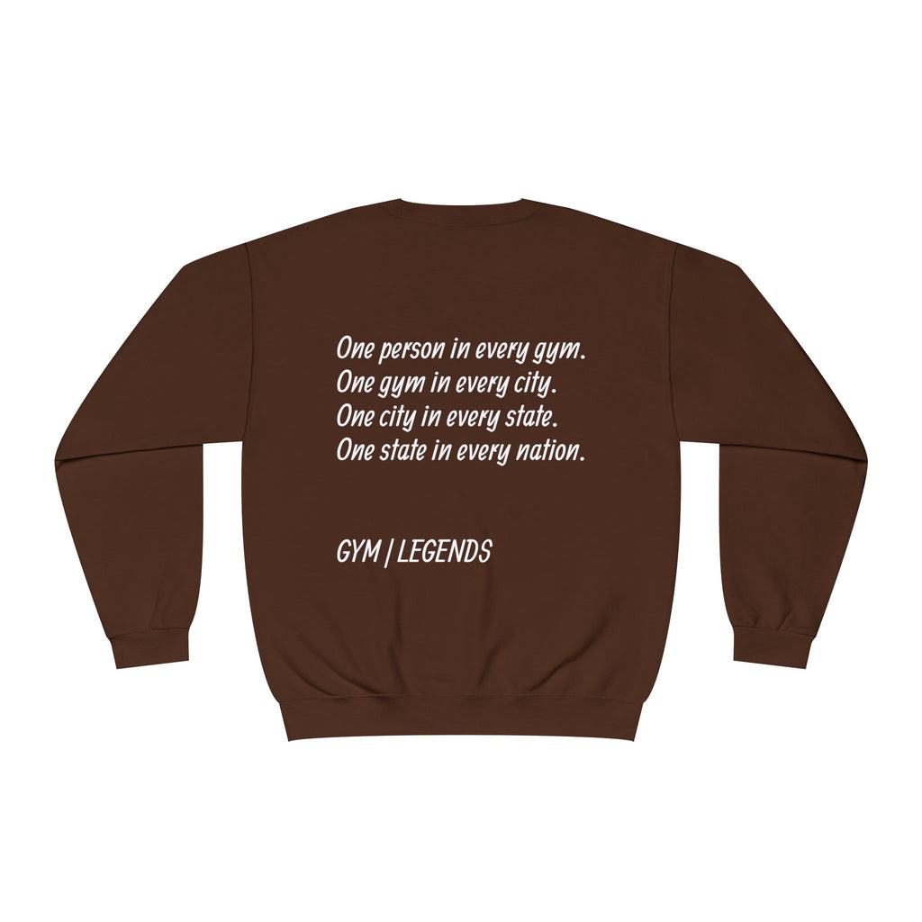 Gym Legends Crewneck Sweatshirt — "Gym, Legends" Motivational Fitness Pullover