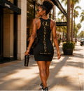 Gym Legends Racerback Dress — "GymLegends" Vertical Gold Logo, Mind • Body • Soul