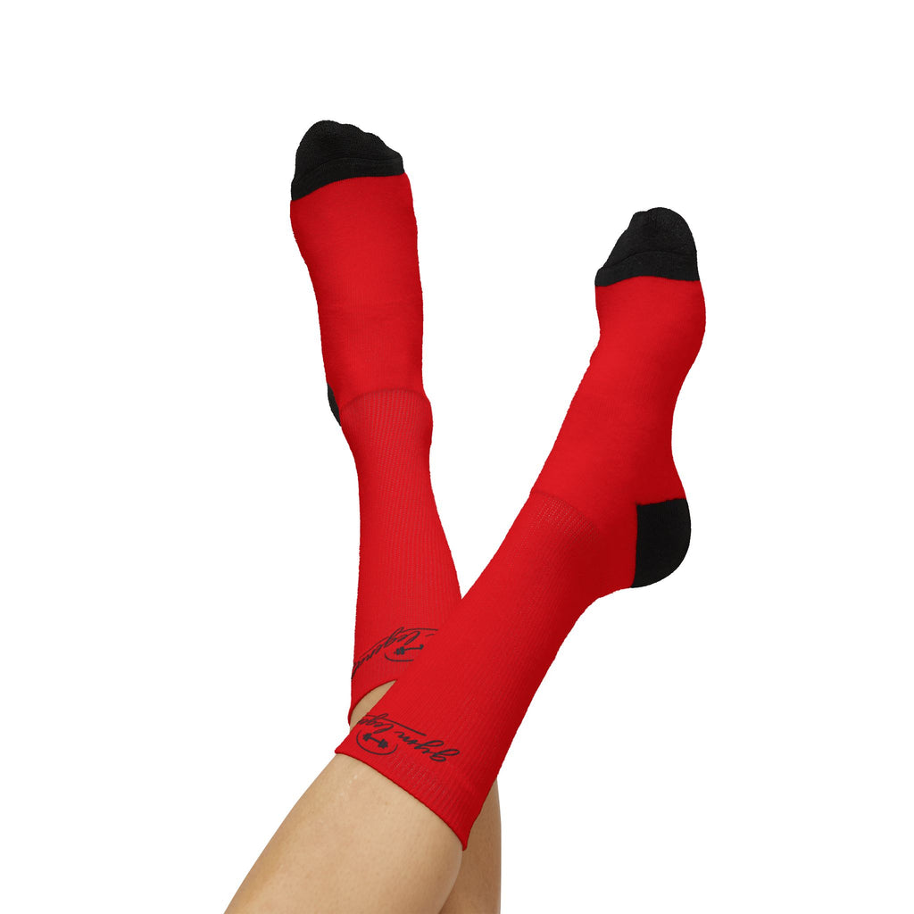 Gym Legends Sublimation Socks red elite — 'GYM' & 'LEGENDS' Athletic Crew Socks