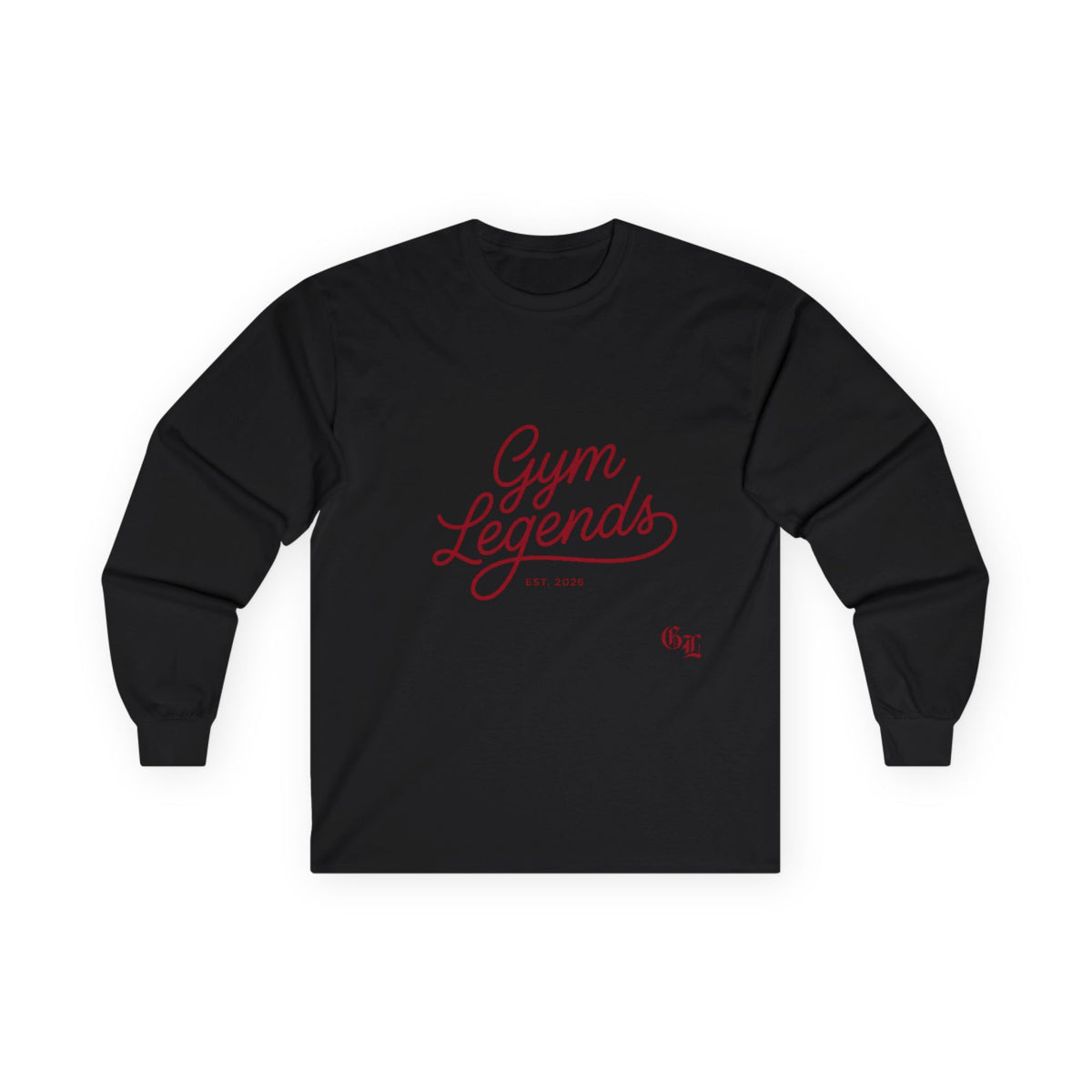 Gym Legends Long Sleeve Tee — Retro Script Fitness Shirt