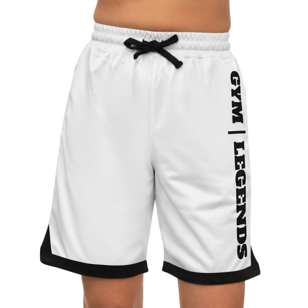 Gym Legends Basketball Shorts — white Ribbed Athletic Shorts