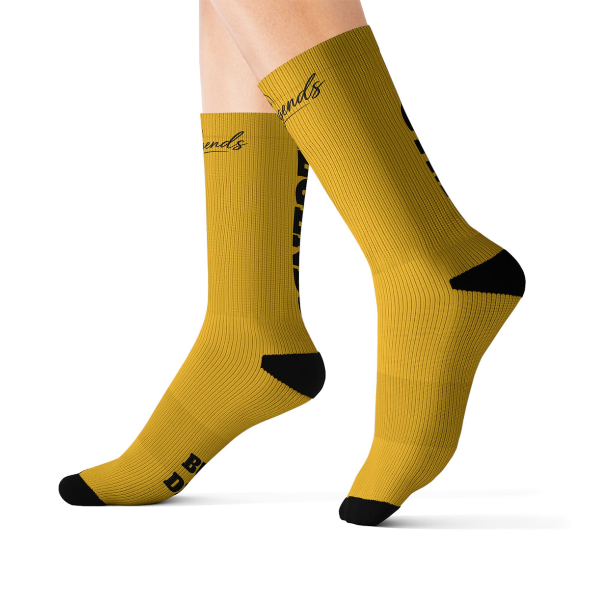 Gym Legends Sublimation Socks Yellow zone— 'GYM' & 'LEGENDS' Athletic Crew Socks
