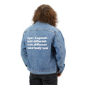 Denim Jacket — "Gym | Legends built different train different mind·body·soul" Back Print
