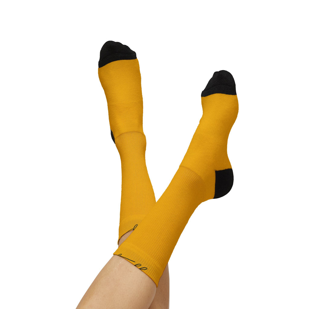Gym Legends Sublimation Socks Yellow zone— 'GYM' & 'LEGENDS' Athletic Crew Socks